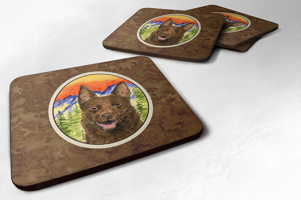 Australian Kelpie Foam Coasters Set of 4 Cup Coasters for Indoor Outdoor, Tabletop Protection, Anti Slip, Mouse pad Material