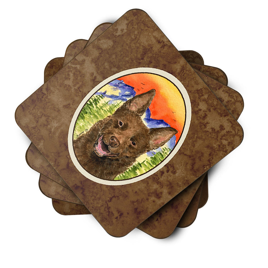 Australian Kelpie Foam Coasters Set of 4 Cup Coasters for Indoor Outdoor, Tabletop Protection, Anti Slip, Mouse pad Material