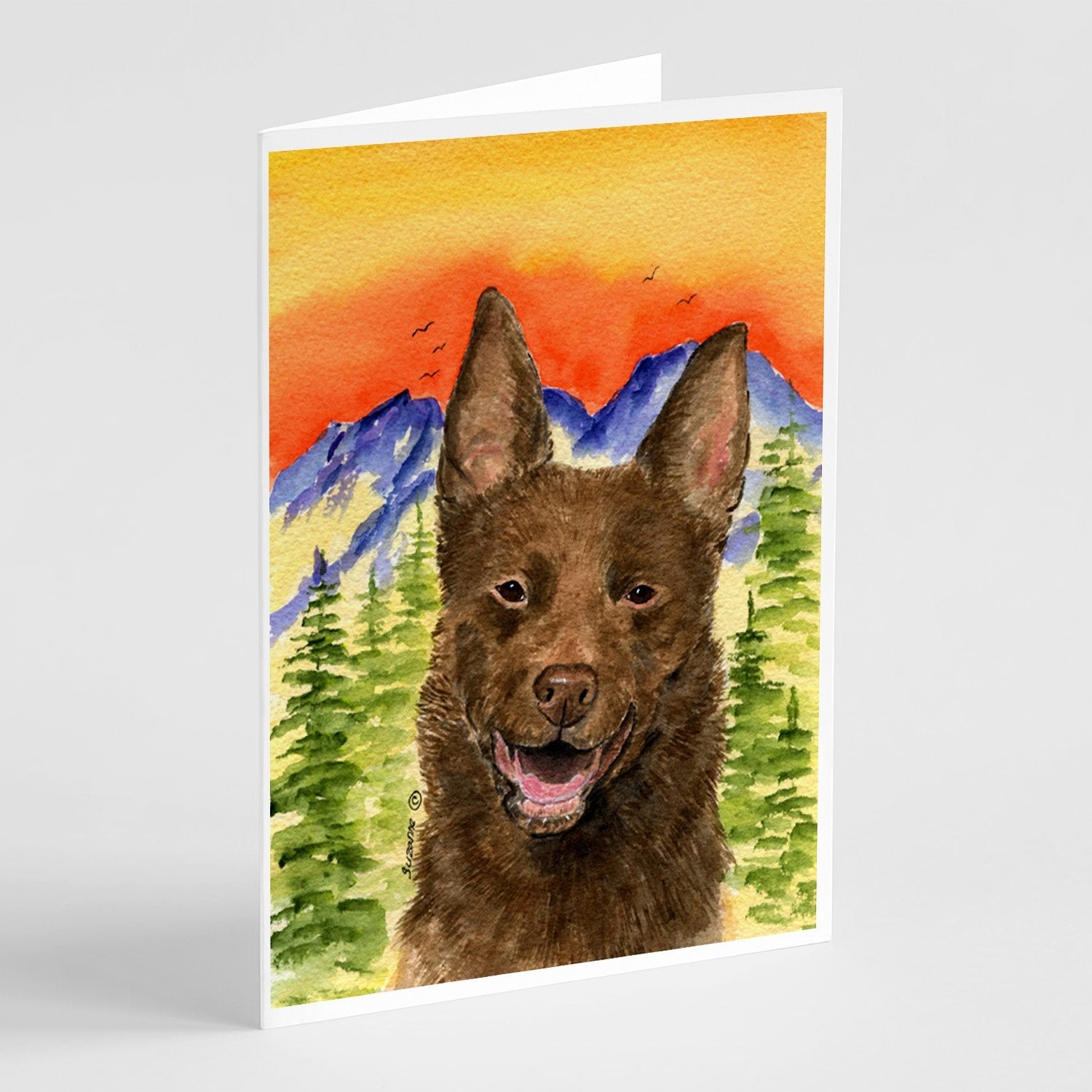 Australian Kelpie Greeting Cards Pack of 8 Blank Cards with Envelopes Whimsical A7 Size 5x7