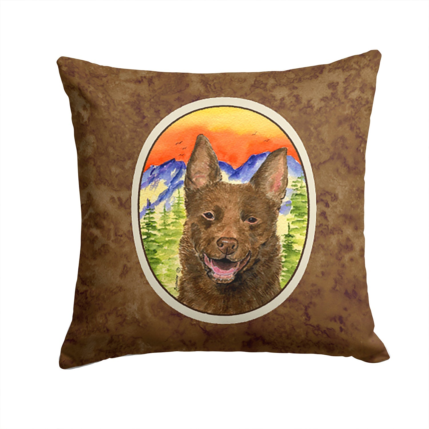 Australian Kelpie Decorative Throw Pillow 14x14 Indoor Outdoor Accent Cushion, Fabric Cover with Insert for Sofa, Bed, Porch & Living Room