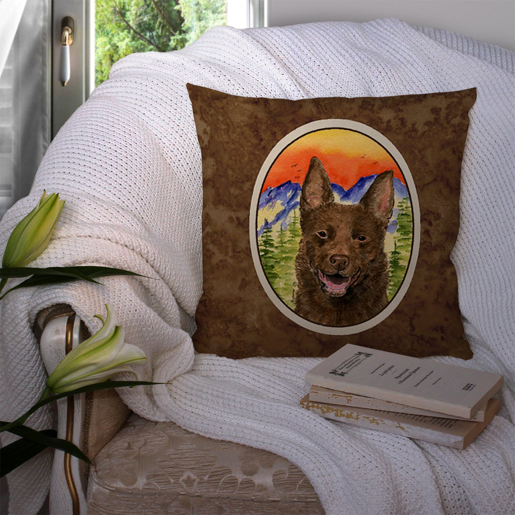 Australian Kelpie Decorative Throw Pillow 14x14 Indoor Outdoor Accent Cushion, Fabric Cover with Insert for Sofa, Bed, Porch & Living Room