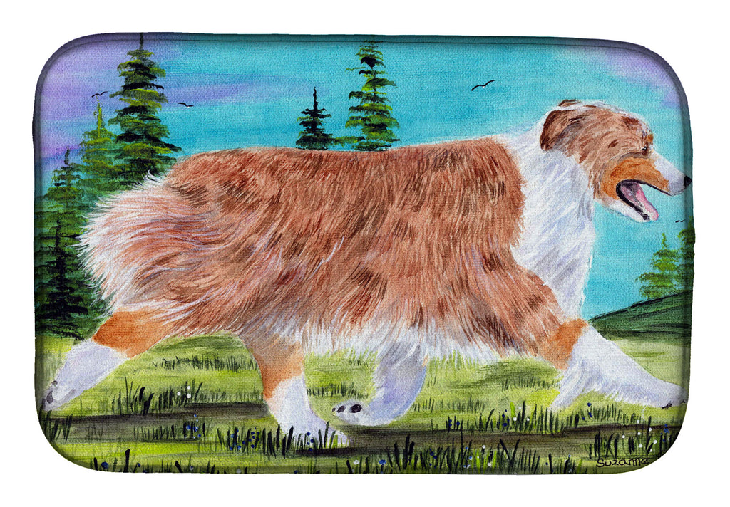 Australian Shepherd Dish Drying Mat Absorbent Dish Drying Mat Pad for Kitchen Counter Dish Drainer Mat for Countertop, 14 x 21", Multicolor