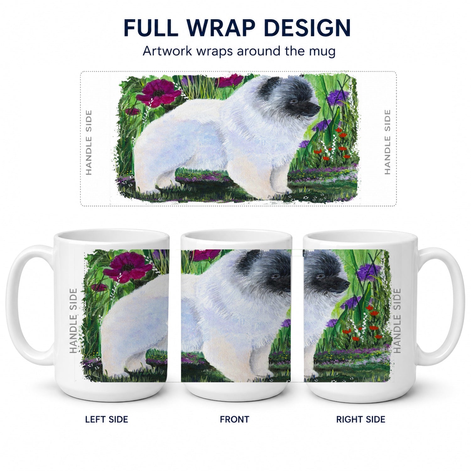 Keeshond Ceramic Coffee Mug 15 oz Decorative Large C Handle Mug Cup for Tea, Cocoa Hot Chocolate