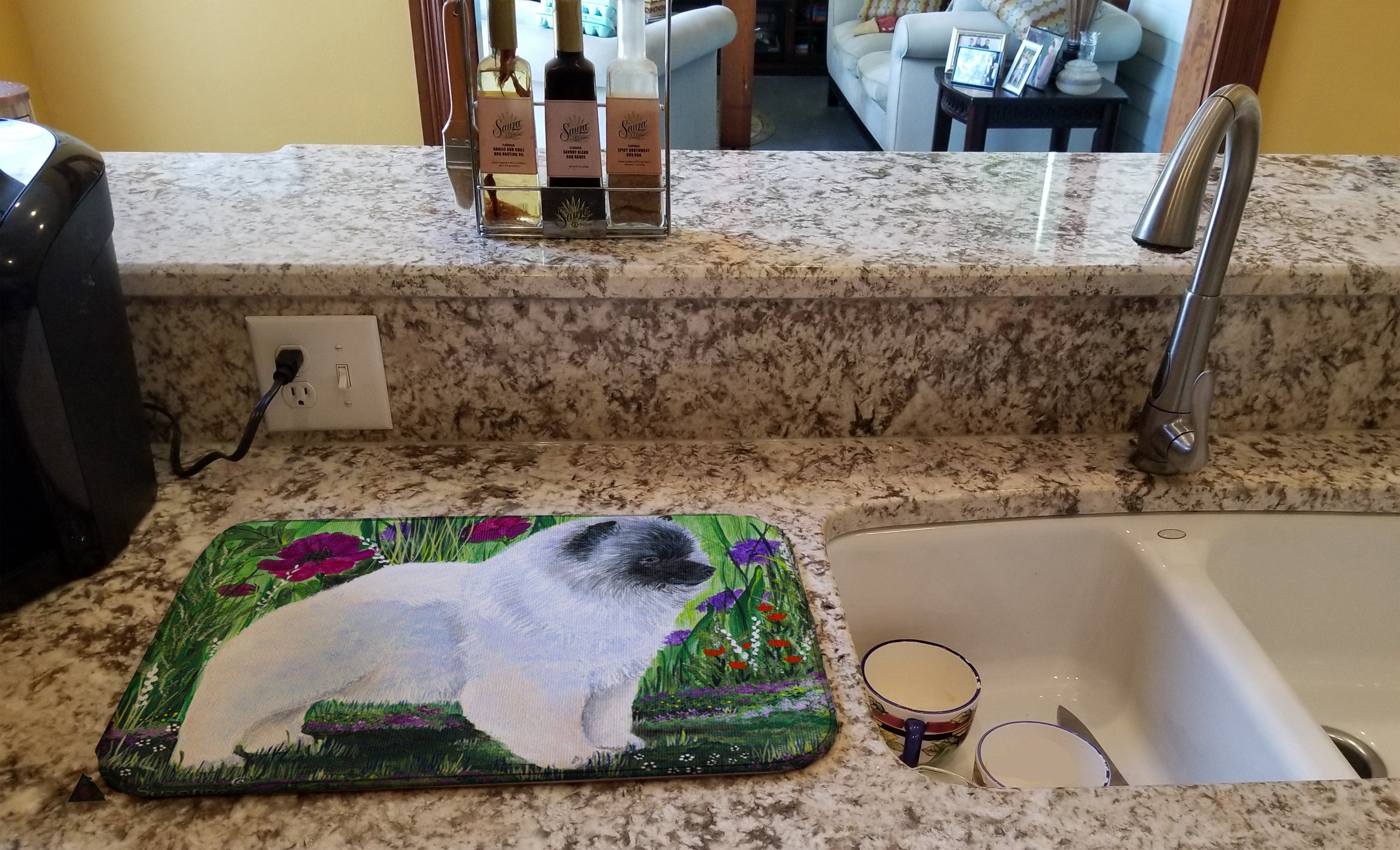 Keeshond Dish Drying Mat Absorbent Dish Drying Mat Pad for Kitchen Counter Dish Drainer Mat for Countertop, 14 x 21", Multicolor