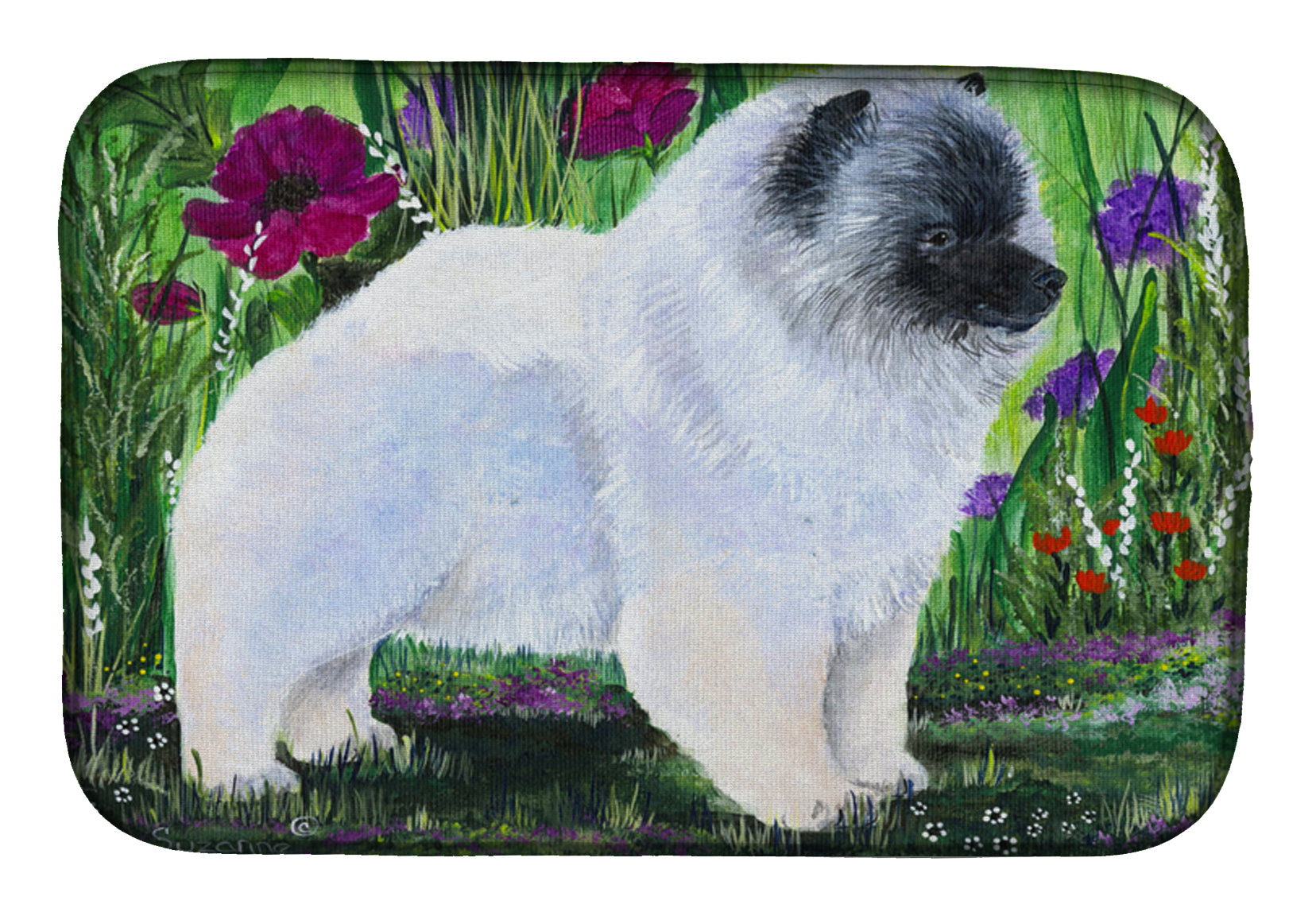 Keeshond Dish Drying Mat Absorbent Dish Drying Mat Pad for Kitchen Counter Dish Drainer Mat for Countertop, 14 x 21", Multicolor