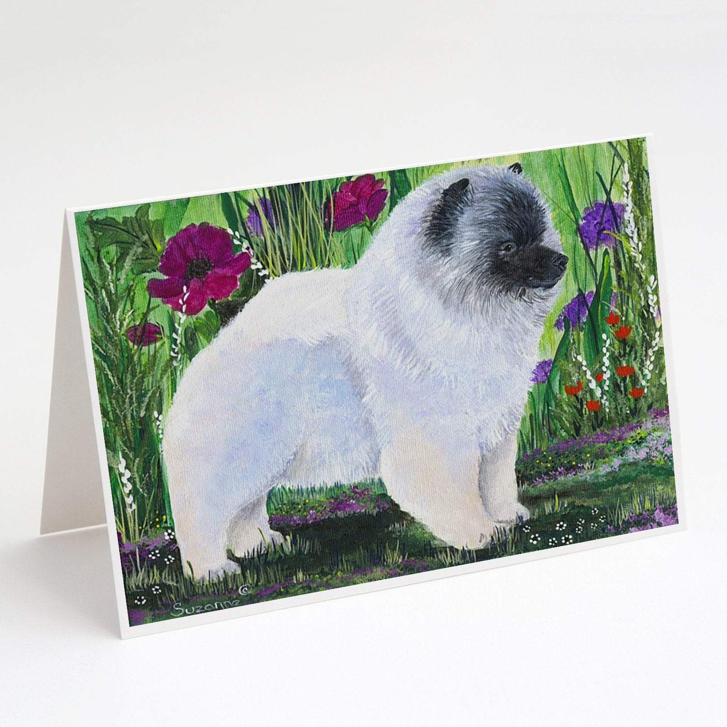 Keeshond Greeting Cards Pack of 8 Blank Cards with Envelopes Whimsical A7 Size 5x7