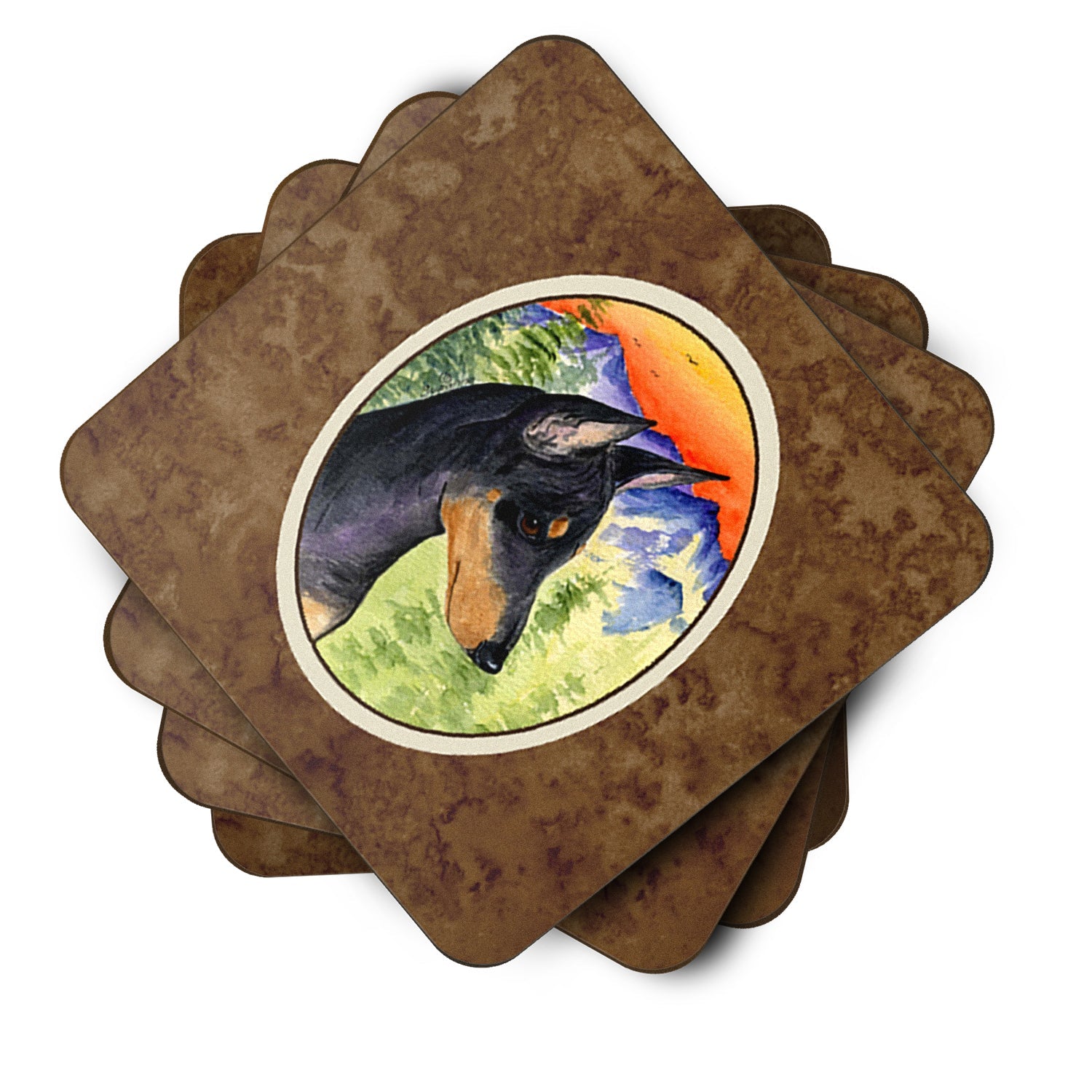 Manchester Terrier Foam Coasters Set of 4 Cup Coasters for Indoor Outdoor, Tabletop Protection, Anti Slip, Mouse pad Material