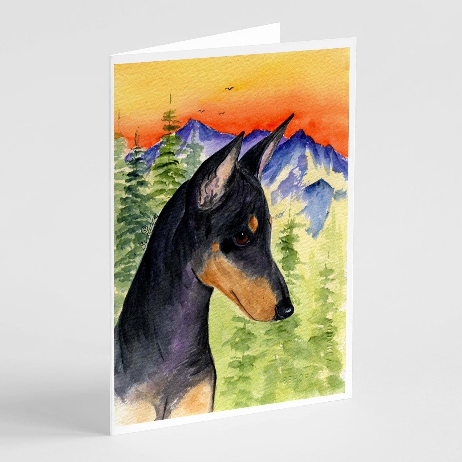 Manchester Terrier Greeting Cards Pack of 8 Blank Cards with Envelopes Whimsical A7 Size 5x7