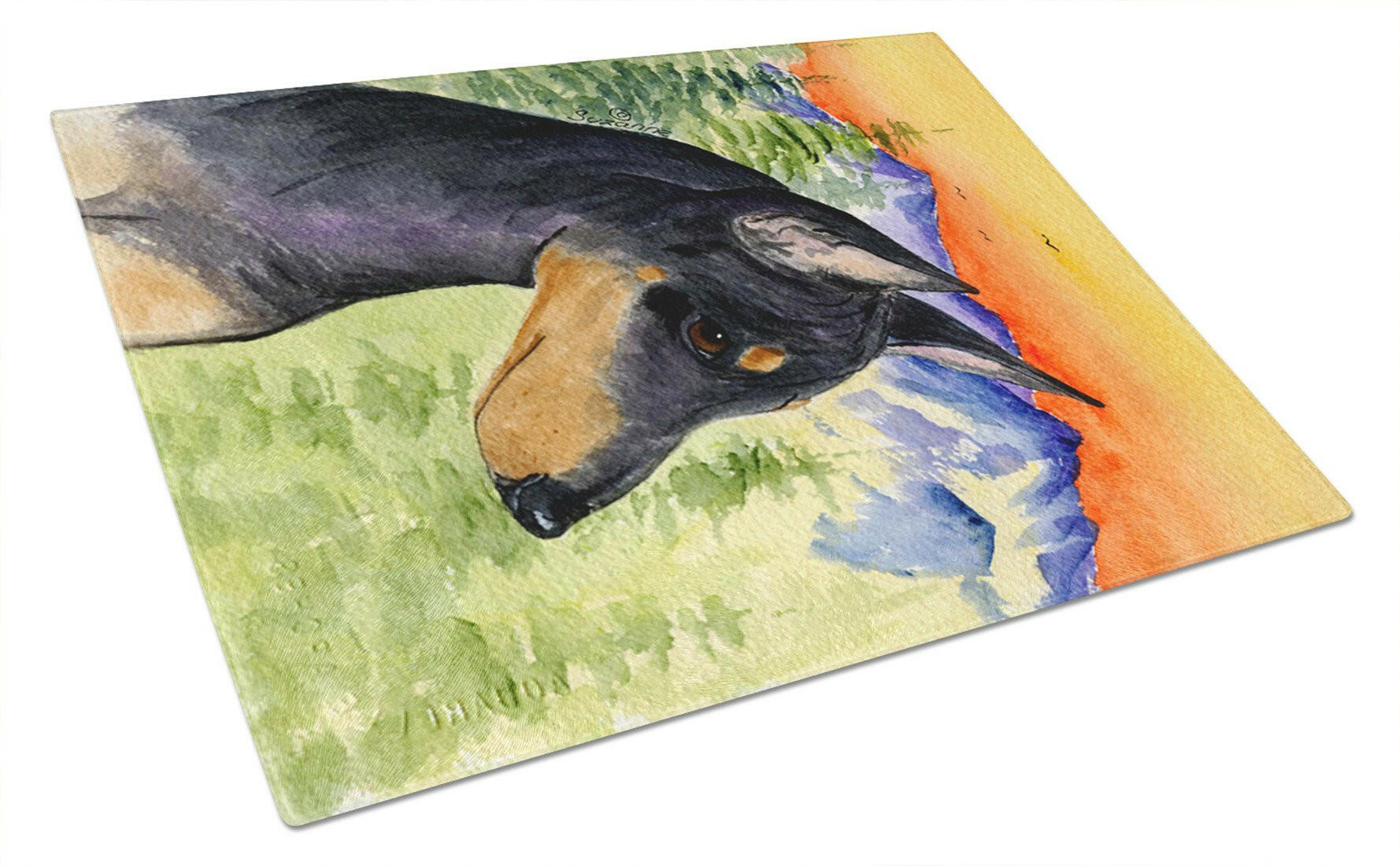 Manchester Terrier Cutting Board Tempered Glass Kitchen Cutting Surface, Heat Resistant Chopping, Non-Slip Feet, Food Prep & Serving