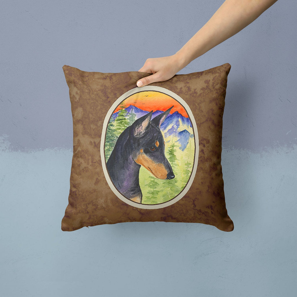 Manchester Terrier Decorative Throw Pillow 14x14 Indoor Outdoor Accent Cushion, Fabric Cover with Insert for Sofa, Bed, Porch & Living Room