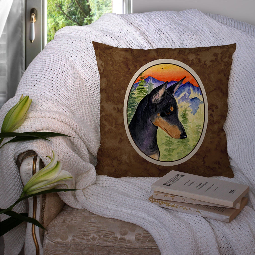 Manchester Terrier Decorative Throw Pillow 14x14 Indoor Outdoor Accent Cushion, Fabric Cover with Insert for Sofa, Bed, Porch & Living Room