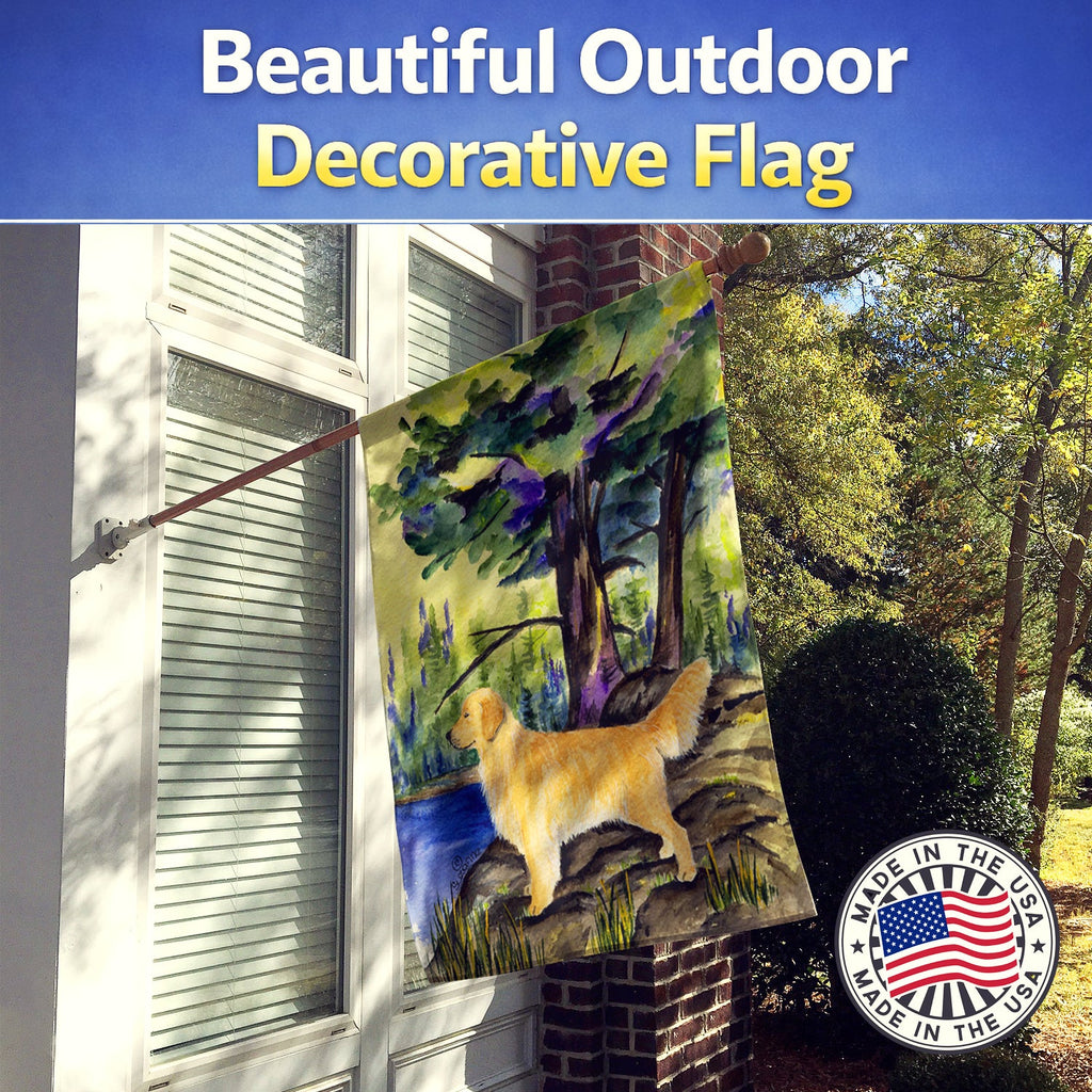 Golden Retriever House Flag 28x40 Porch Sleeve Pole Decorative Outside Yard Banner Artwork Wall Hanging, Polyester