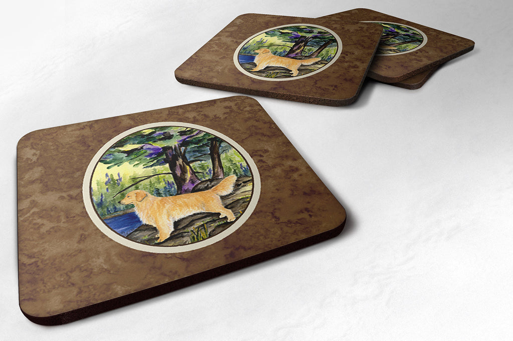 Golden Retriever Foam Coasters Set of 4 Cup Coasters for Indoor Outdoor, Tabletop Protection, Anti Slip, Mouse pad Material