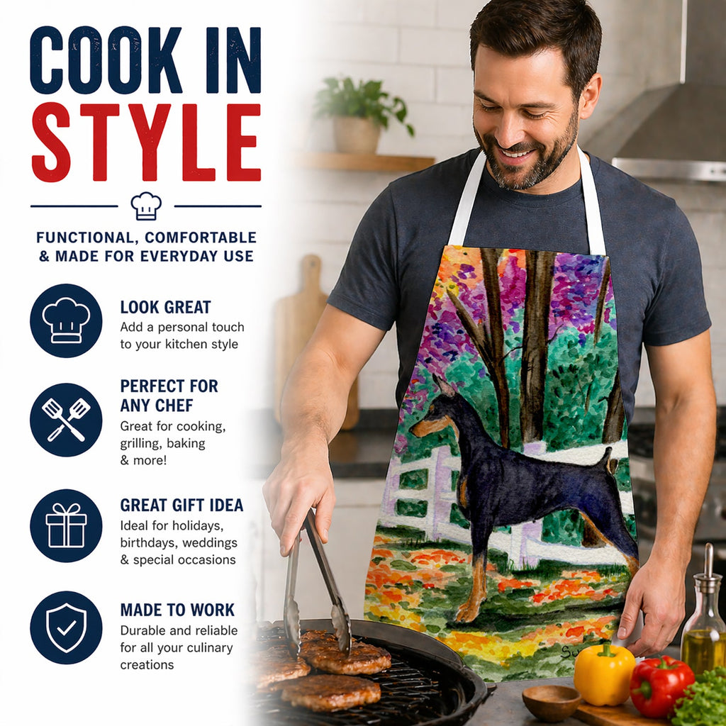 Doberman Apron Cooking Kitchen Server Baking Crafts Gardening for Adult Women Men, Unisex, Large, Multicolor