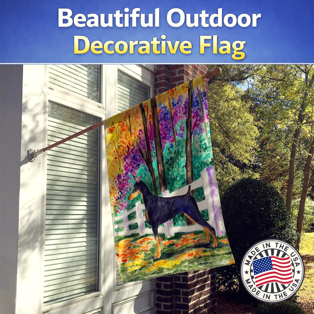 Doberman House Flag 28x40 Porch Sleeve Pole Decorative Outside Yard Banner Artwork Wall Hanging, Polyester