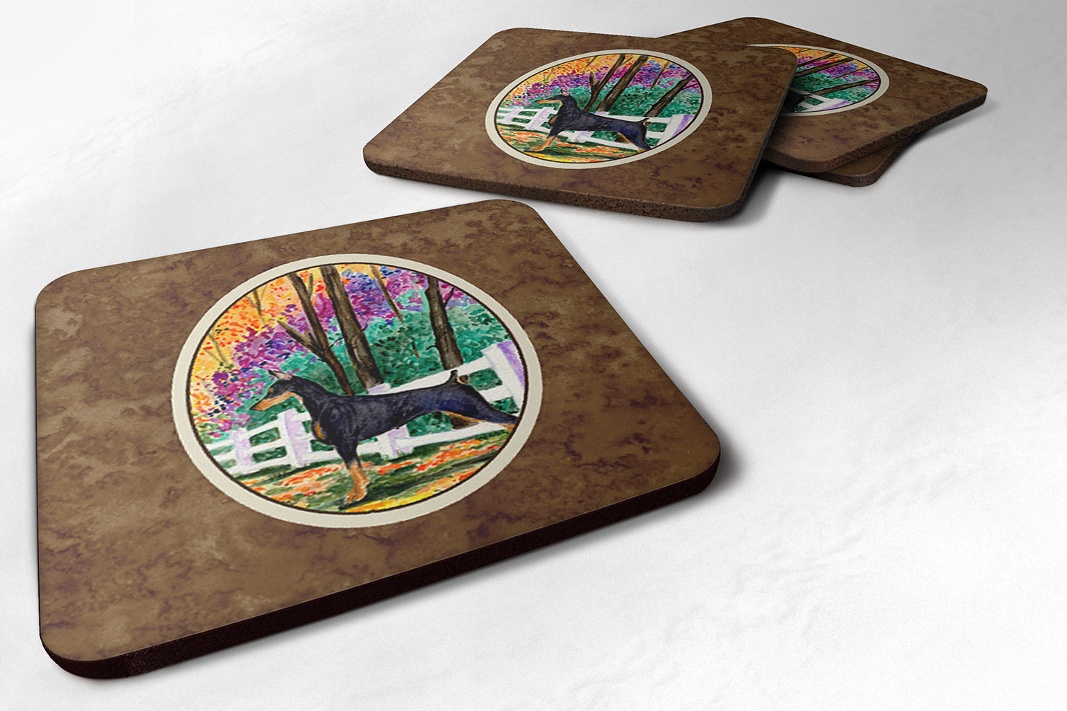 Doberman Foam Coasters Set of 4 Cup Coasters for Indoor Outdoor, Tabletop Protection, Anti Slip, Mouse pad Material