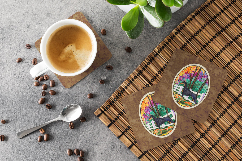 Doberman Foam Coasters Set of 4 Cup Coasters for Indoor Outdoor, Tabletop Protection, Anti Slip, Mouse pad Material