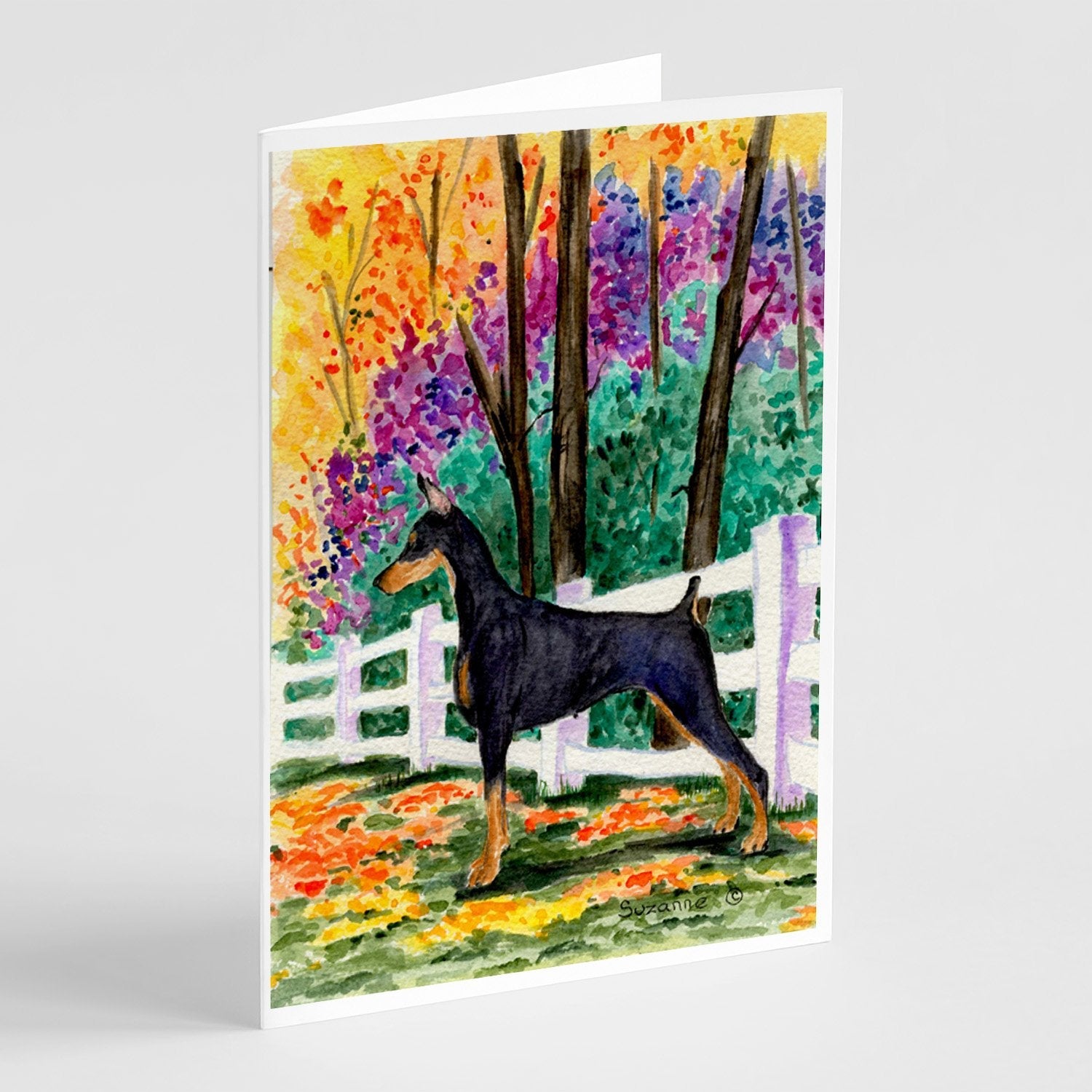 Doberman Greeting Cards Pack of 8 Blank Cards with Envelopes Whimsical A7 Size 5x7