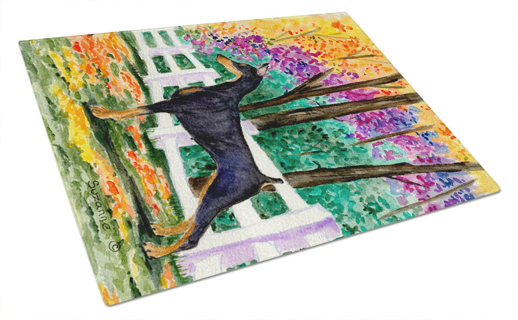Doberman Cutting Board Tempered Glass Kitchen Cutting Surface, Heat Resistant Chopping, Non-Slip Feet, Food Prep & Serving