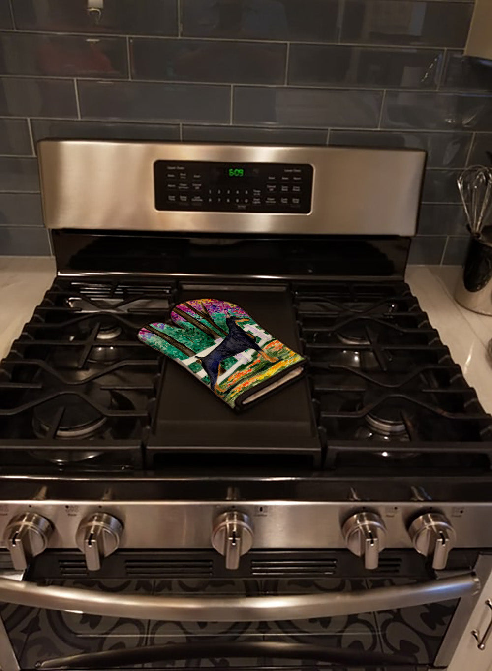 Doberman Oven Mitt Heat Resistant Thick Oven Mitt for Hot Pans and Oven, Kitchen Mitt Protect Hands, Cooking Baking Glove
