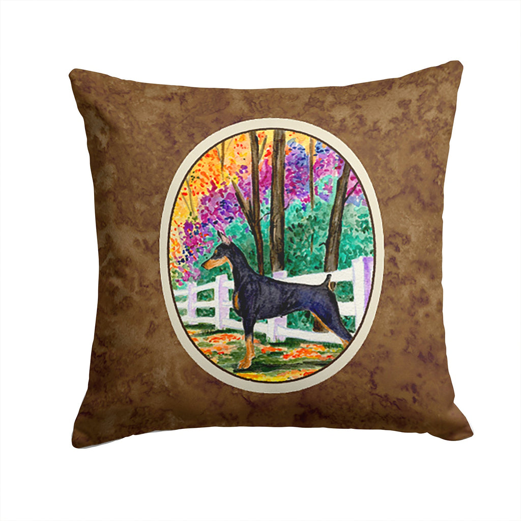 Doberman Decorative Throw Pillow 14x14 Indoor Outdoor Accent Cushion, Fabric Cover with Insert for Sofa, Bed, Porch & Living Room