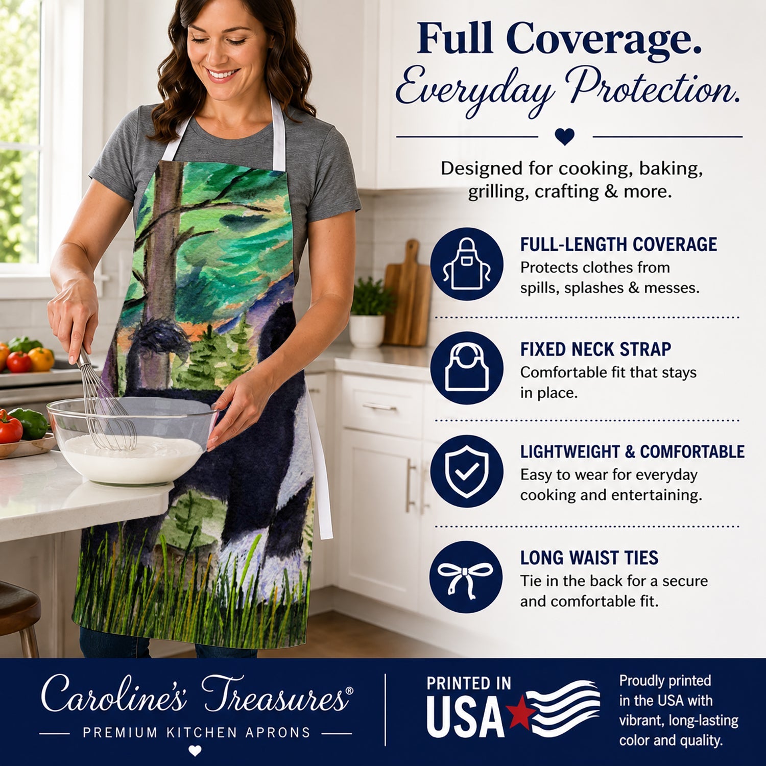 Portuguese Water Dog Apron Cooking Kitchen Server Baking Crafts Gardening for Adult Women Men, Unisex, Large, Multicolor