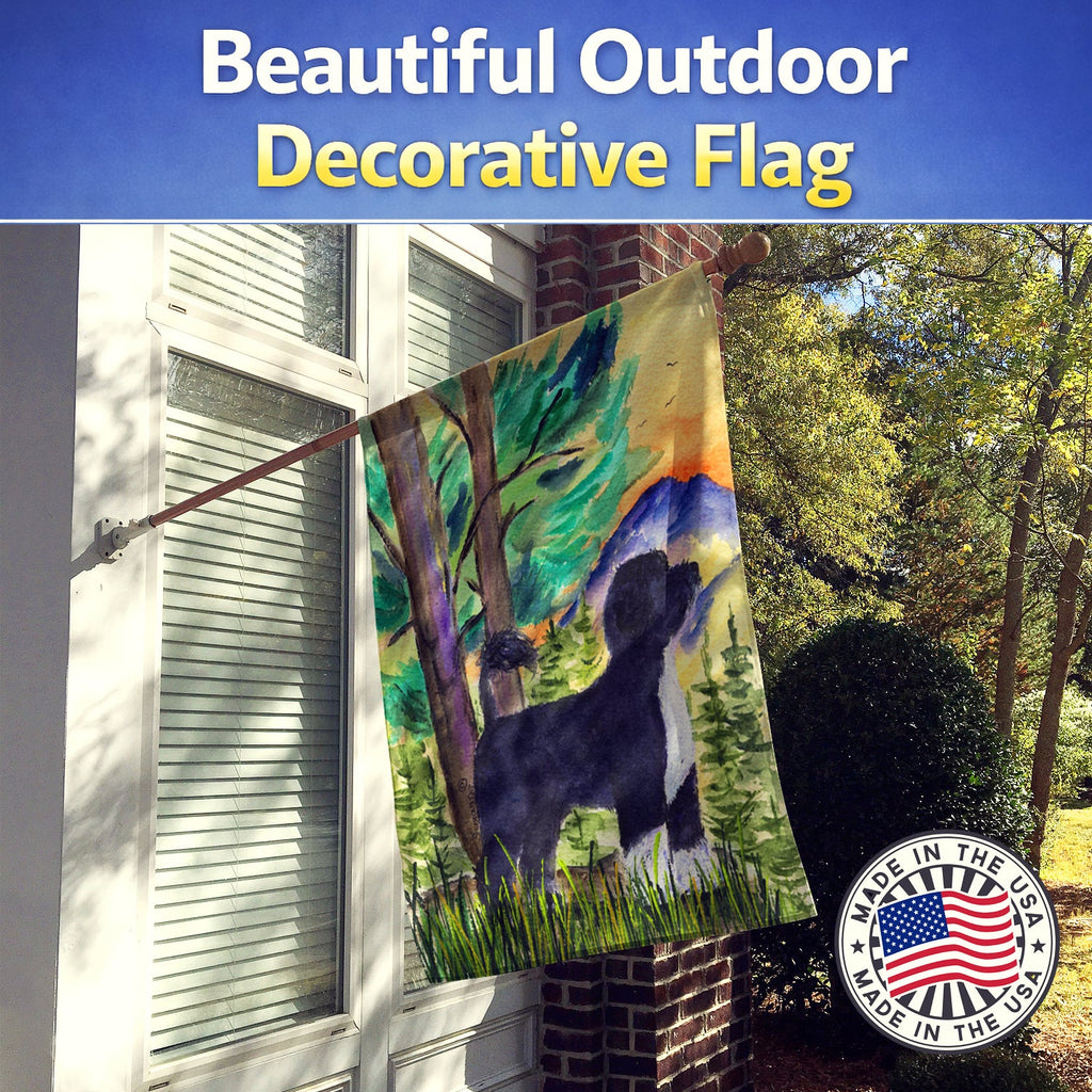 Portuguese Water Dog House Flag 28x40 Porch Sleeve Pole Decorative Outside Yard Banner Artwork Wall Hanging, Polyester