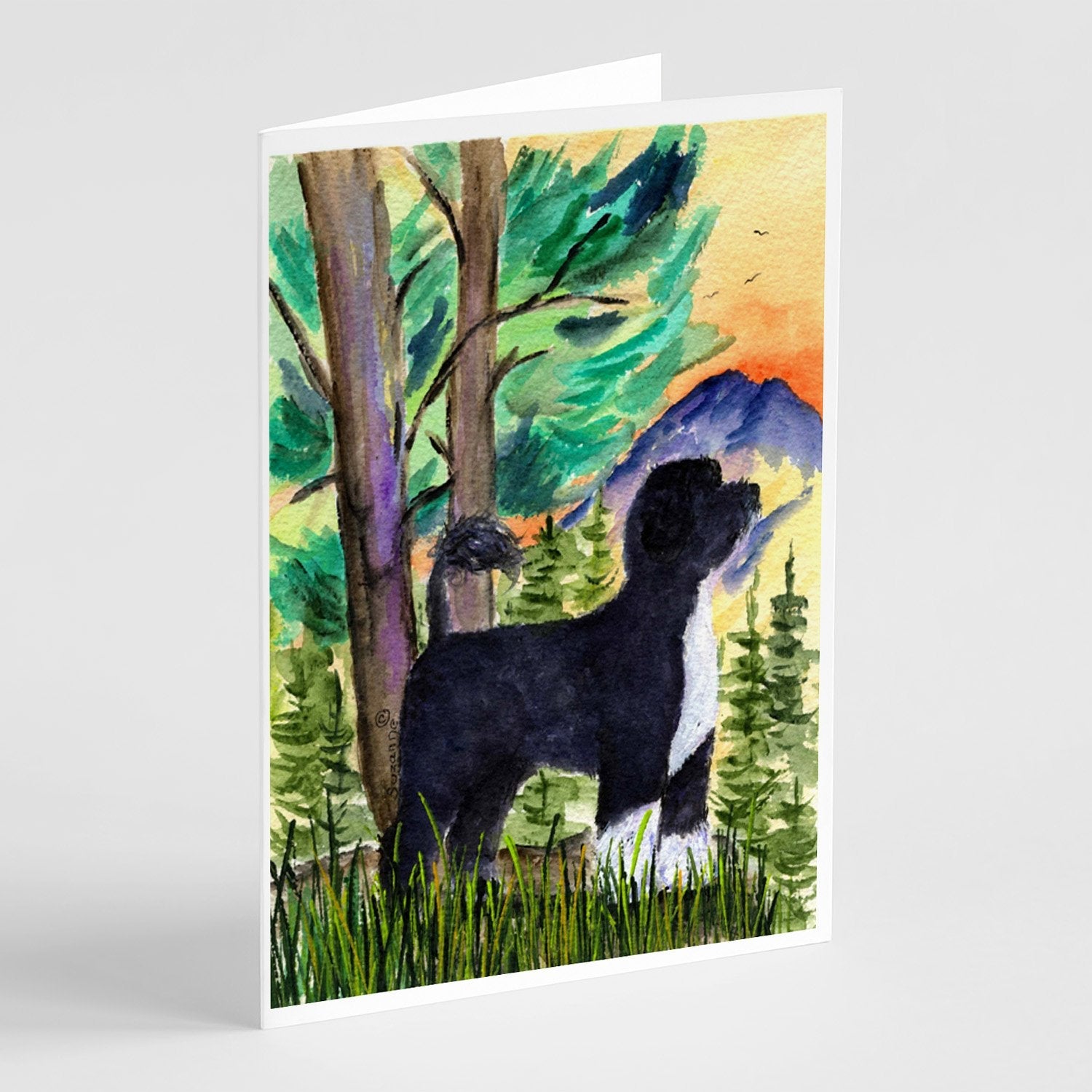 Portuguese Water Dog Greeting Cards Pack of 8 Blank Cards with Envelopes Whimsical A7 Size 5x7
