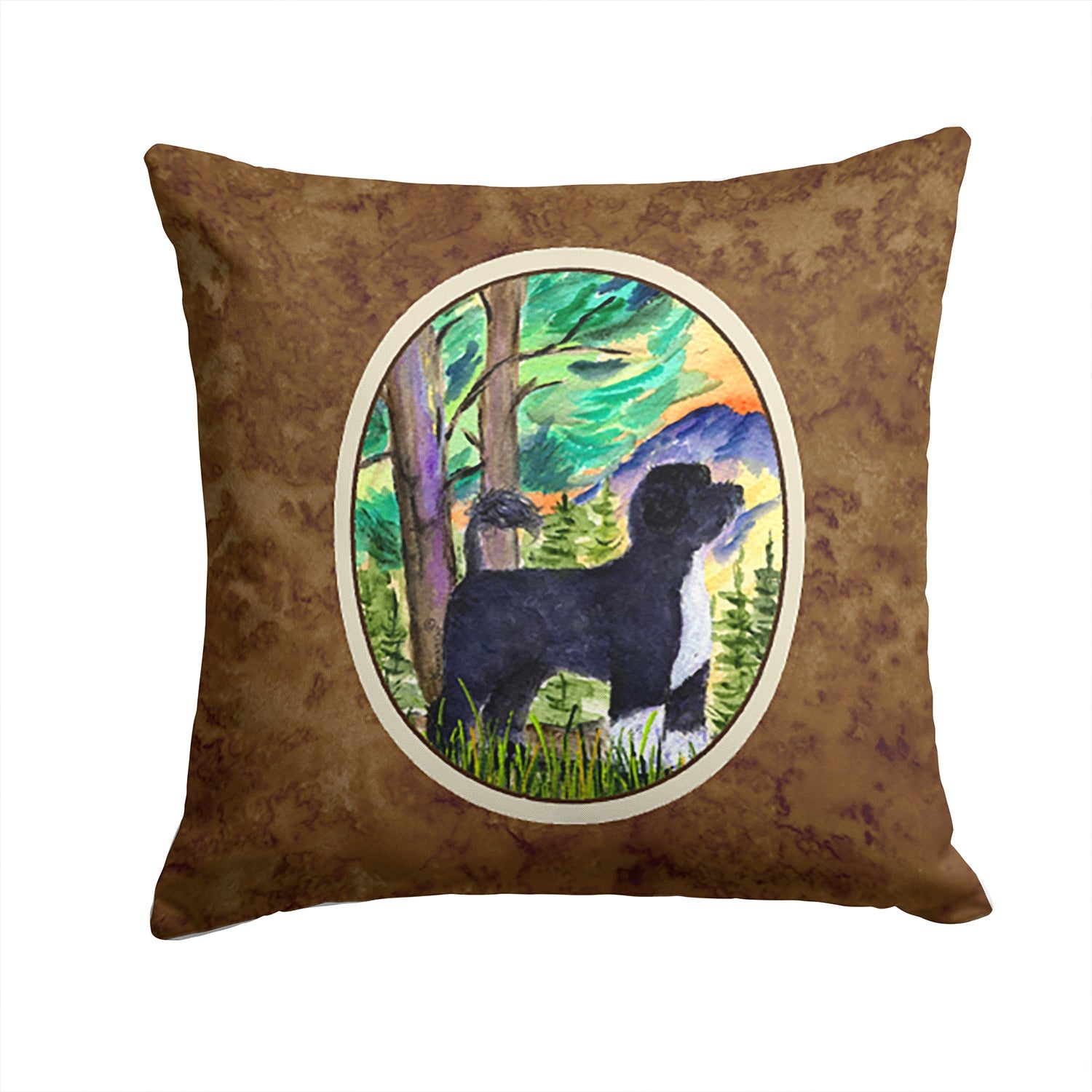 Portuguese Water Dog Decorative Throw Pillow 14x14 Indoor Outdoor Accent Cushion, Fabric Cover with Insert for Sofa, Bed, Porch & Living Room