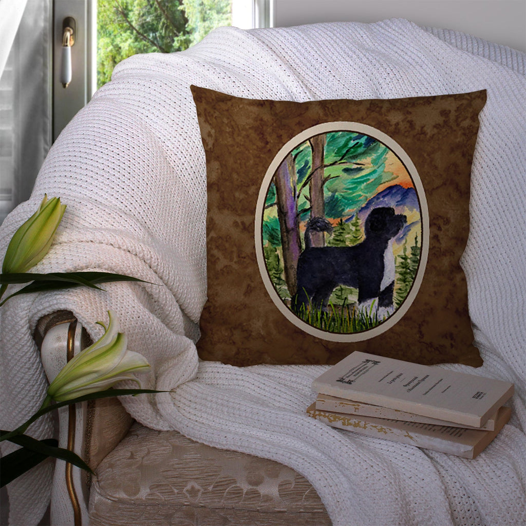 Portuguese Water Dog Decorative Throw Pillow 14x14 Indoor Outdoor Accent Cushion, Fabric Cover with Insert for Sofa, Bed, Porch & Living Room