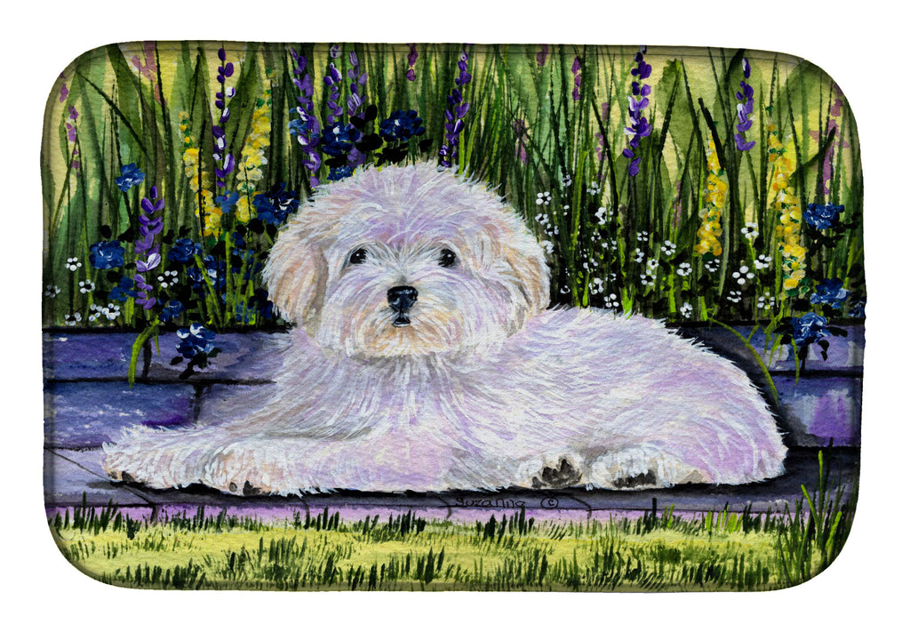 Coton de Tulear Dish Drying Mat Absorbent Dish Drying Mat Pad for Kitchen Counter Dish Drainer Mat for Countertop, 14 x 21", Multicolor