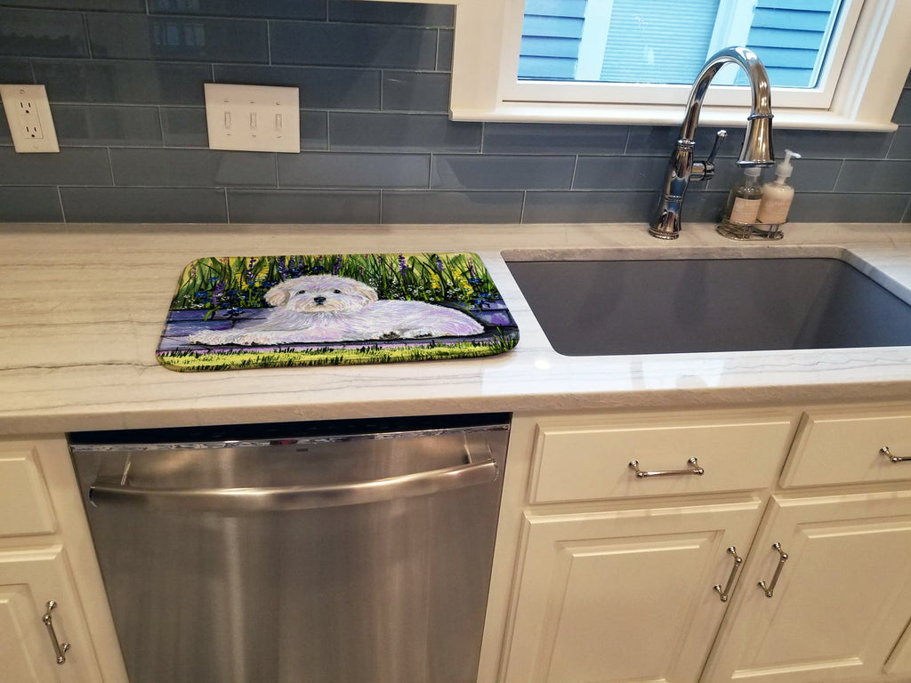 Coton de Tulear Dish Drying Mat Absorbent Dish Drying Mat Pad for Kitchen Counter Dish Drainer Mat for Countertop, 14 x 21", Multicolor