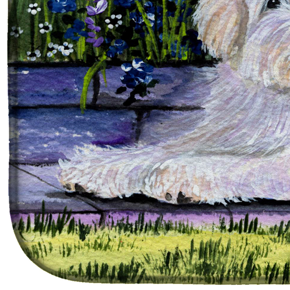 Coton de Tulear Dish Drying Mat Absorbent Dish Drying Mat Pad for Kitchen Counter Dish Drainer Mat for Countertop, 14 x 21", Multicolor
