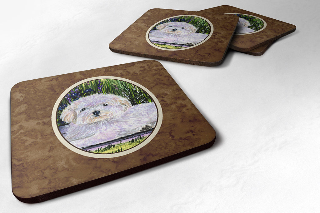 Coton de Tulear Foam Coasters Set of 4 Cup Coasters for Indoor Outdoor, Tabletop Protection, Anti Slip, Mouse pad Material