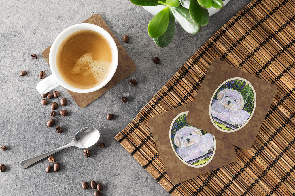 Coton de Tulear Foam Coasters Set of 4 Cup Coasters for Indoor Outdoor, Tabletop Protection, Anti Slip, Mouse pad Material