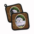 Coton de Tulear Pot Holder Set of 2 Heat Resistant Quilted Hot Pads 7.5 x 7.5 Inch, Insulated Kitchen Trivets for Cooking & Baking
