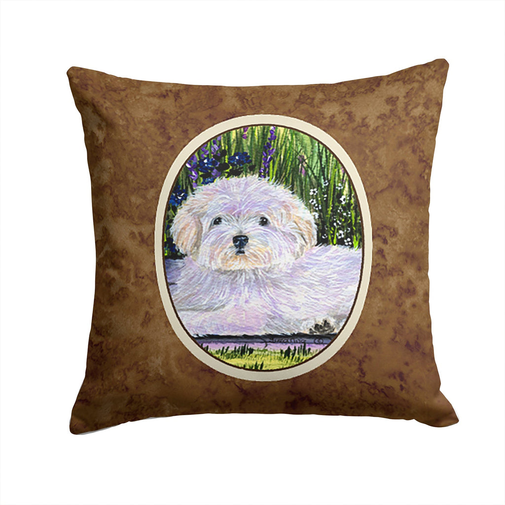 Coton de Tulear Decorative Throw Pillow 14x14 Indoor Outdoor Accent Cushion, Fabric Cover with Insert for Sofa, Bed, Porch & Living Room