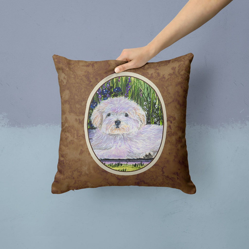 Coton de Tulear Decorative Throw Pillow 14x14 Indoor Outdoor Accent Cushion, Fabric Cover with Insert for Sofa, Bed, Porch & Living Room