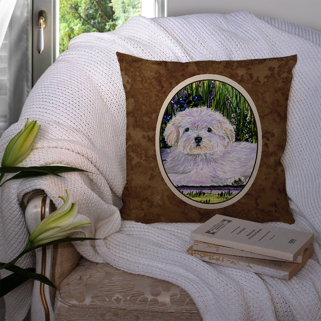 Coton de Tulear Decorative Throw Pillow 14x14 Indoor Outdoor Accent Cushion, Fabric Cover with Insert for Sofa, Bed, Porch & Living Room