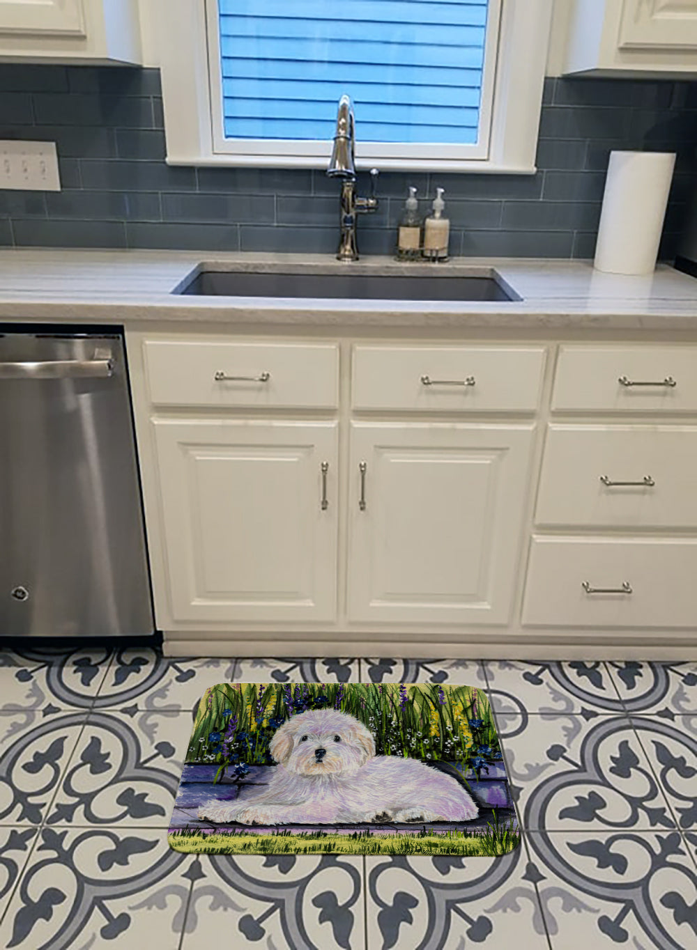 Coton de Tulear Memory Foam Kitchen Mat Machine Washable Anti-Fatigue Cushion Comfort Bath or Kitchen Rug