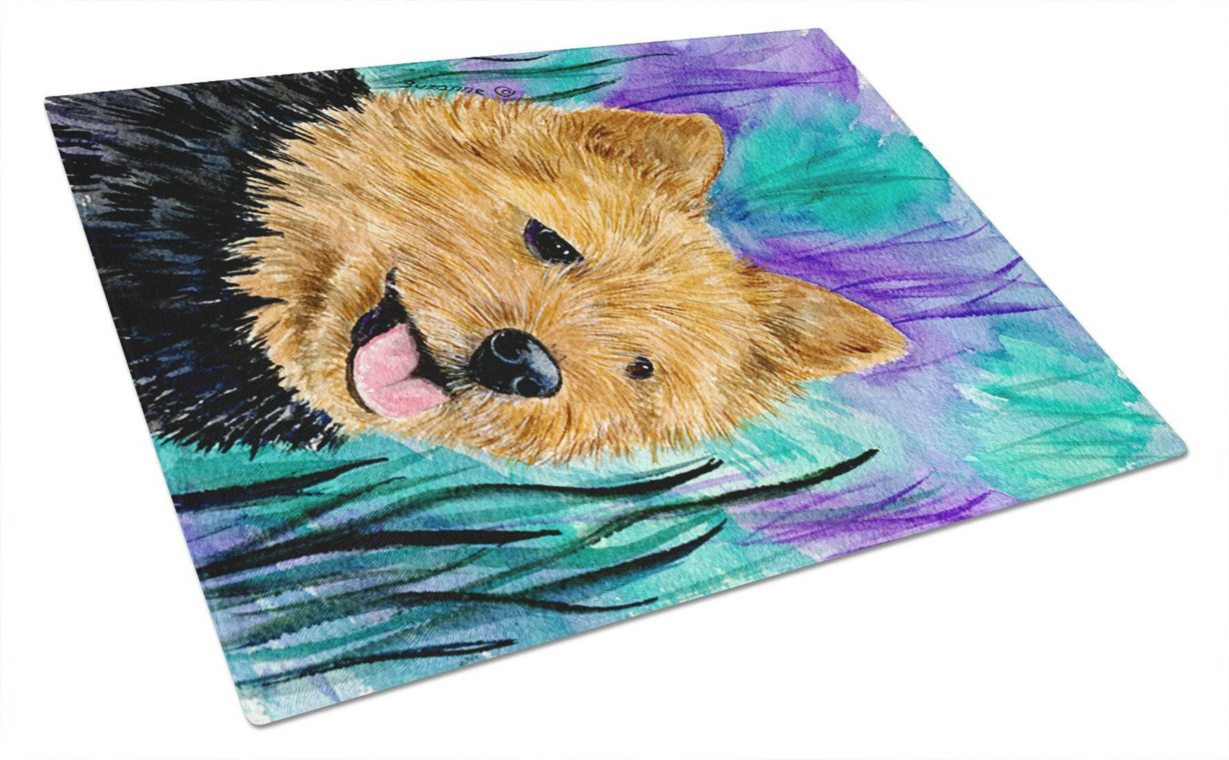 Norwich Terrier Cutting Board Tempered Glass Kitchen Cutting Surface, Heat Resistant Chopping, Non-Slip Feet, Food Prep & Serving