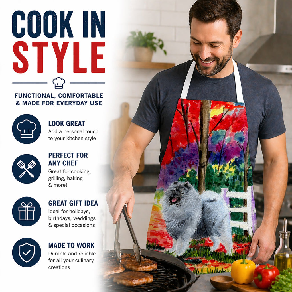 Keeshond Apron Cooking Kitchen Server Baking Crafts Gardening for Adult Women Men, Unisex, Large, Multicolor