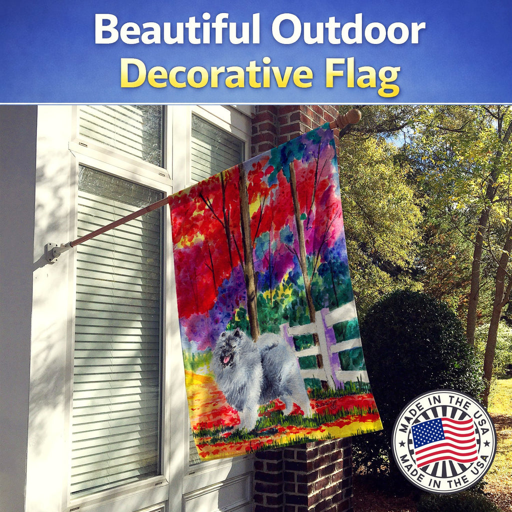 Keeshond House Flag 28x40 Porch Sleeve Pole Decorative Outside Yard Banner Artwork Wall Hanging, Polyester