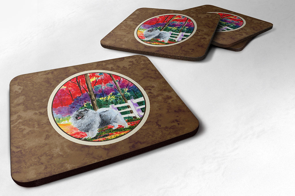 Keeshond Foam Coasters Set of 4 Cup Coasters for Indoor Outdoor, Tabletop Protection, Anti Slip, Mouse pad Material