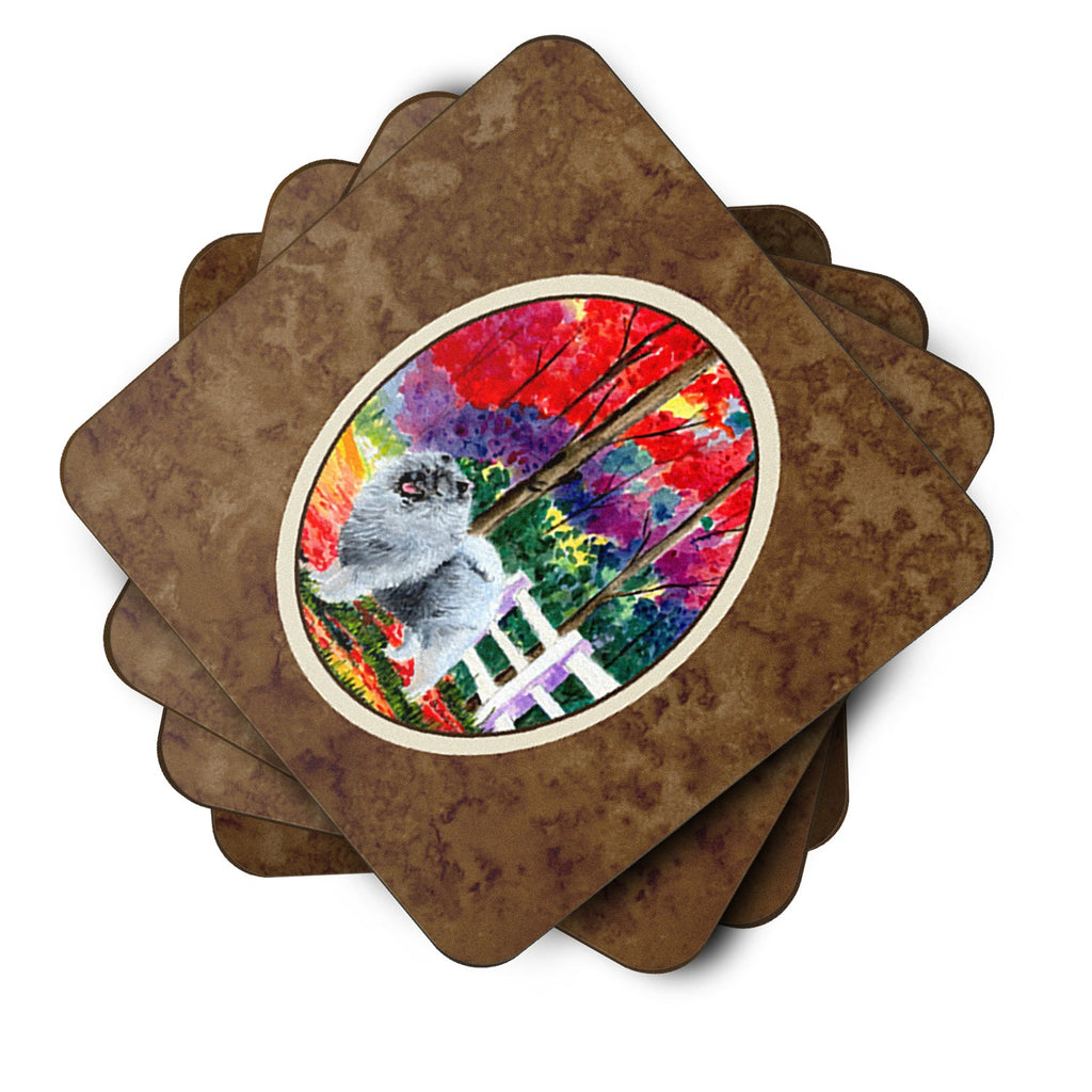 Keeshond Foam Coasters Set of 4 Cup Coasters for Indoor Outdoor, Tabletop Protection, Anti Slip, Mouse pad Material