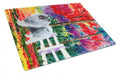 Keeshond Cutting Board Tempered Glass Kitchen Cutting Surface, Heat Resistant Chopping, Non-Slip Feet, Food Prep & Serving