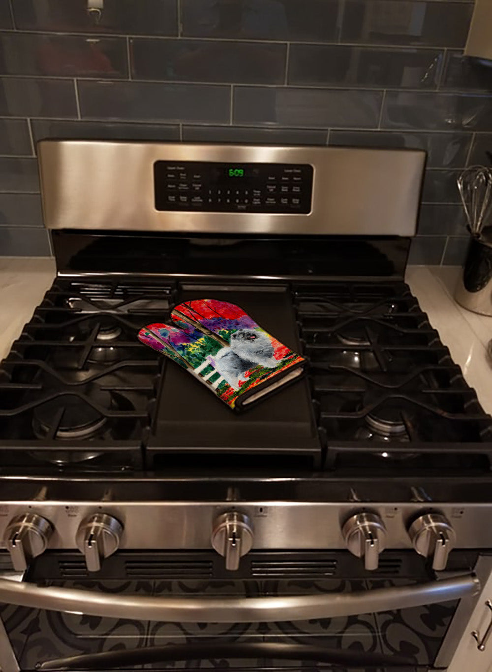 Keeshond Oven Mitt Heat Resistant Thick Oven Mitt for Hot Pans and Oven, Kitchen Mitt Protect Hands, Cooking Baking Glove