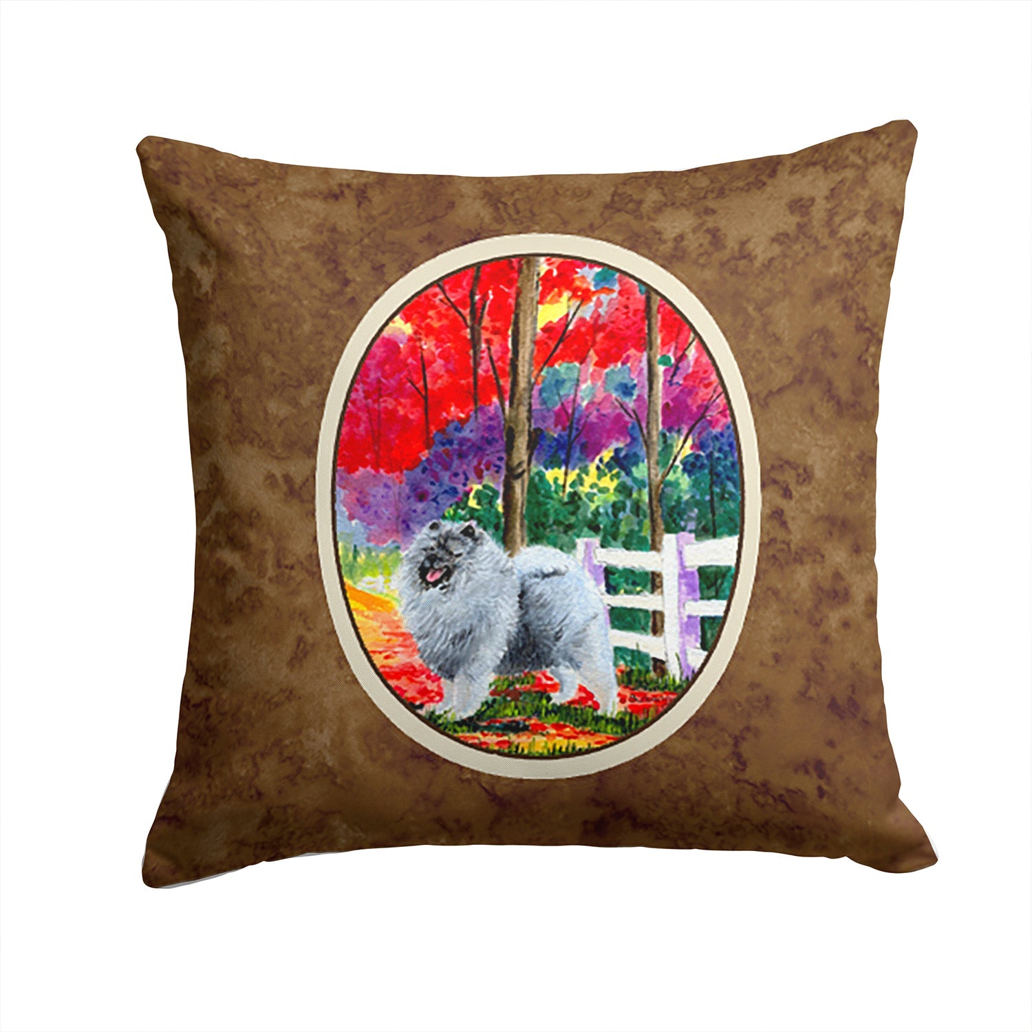 Keeshond Decorative Throw Pillow 14x14 Indoor Outdoor Accent Cushion, Fabric Cover with Insert for Sofa, Bed, Porch & Living Room