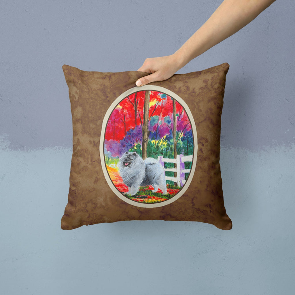 Keeshond Decorative Throw Pillow 14x14 Indoor Outdoor Accent Cushion, Fabric Cover with Insert for Sofa, Bed, Porch & Living Room