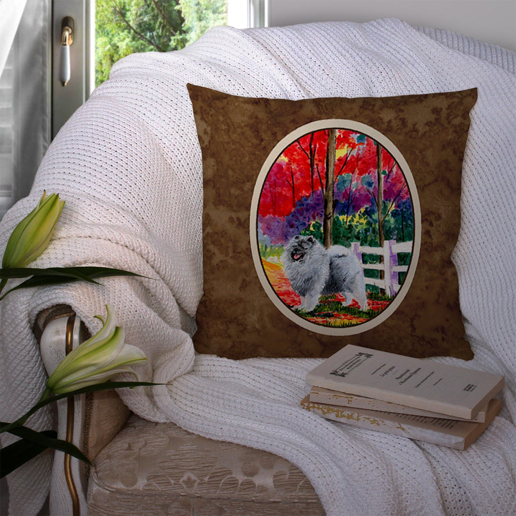 Keeshond Decorative Throw Pillow 14x14 Indoor Outdoor Accent Cushion, Fabric Cover with Insert for Sofa, Bed, Porch & Living Room